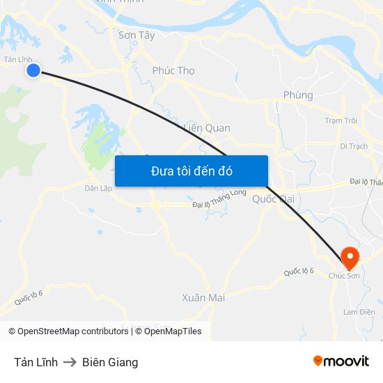 Tản Lĩnh to Biên Giang map