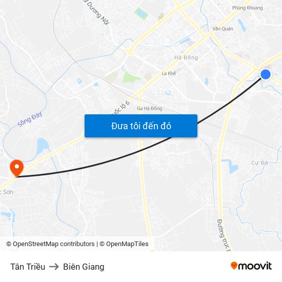 Tân Triều to Biên Giang map