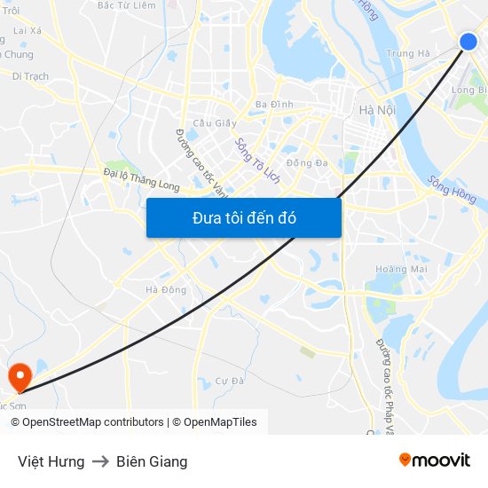 Việt Hưng to Biên Giang map
