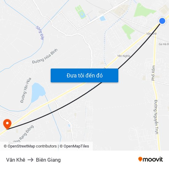 Văn Khê to Biên Giang map