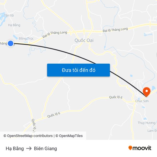 Hạ Bằng to Biên Giang map