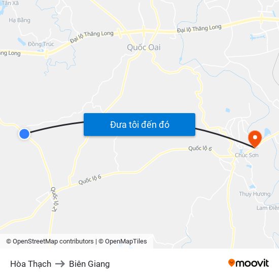 Hòa Thạch to Biên Giang map