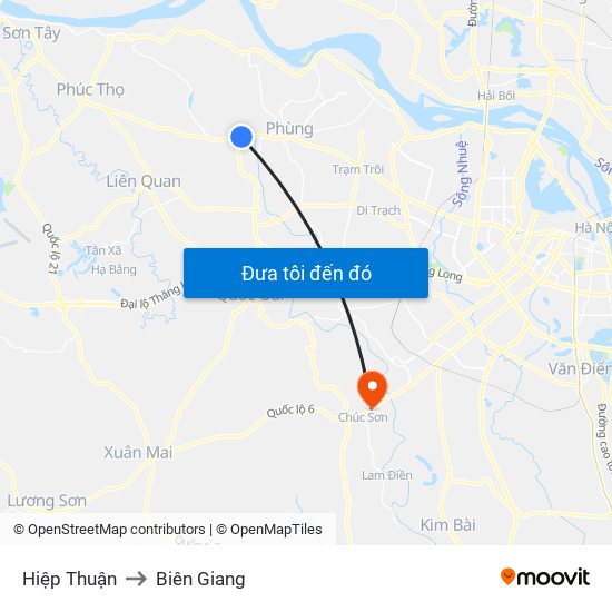 Hiệp Thuận to Biên Giang map