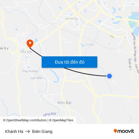 Khánh Hà to Biên Giang map