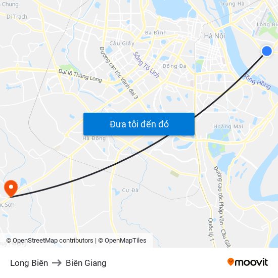 Long Biên to Biên Giang map