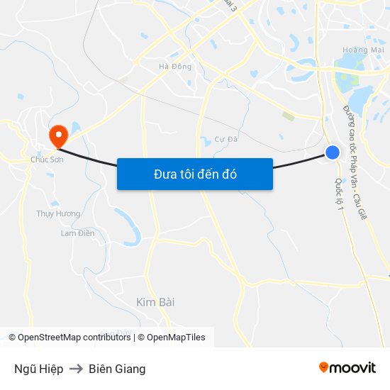 Ngũ Hiệp to Biên Giang map