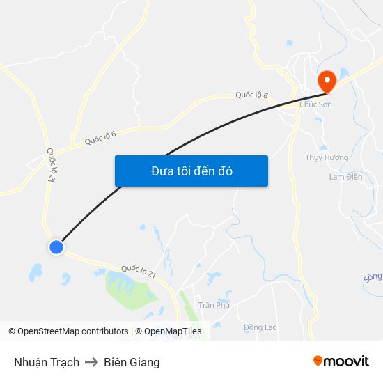 Nhuận Trạch to Biên Giang map