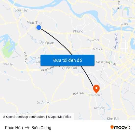 Phúc Hòa to Biên Giang map