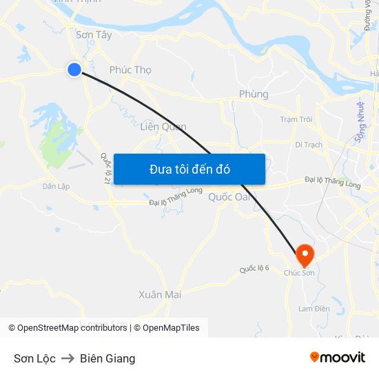 Sơn Lộc to Biên Giang map