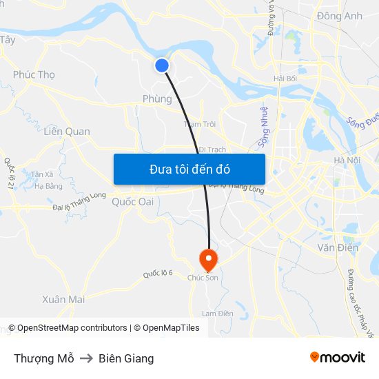 Thượng Mỗ to Biên Giang map