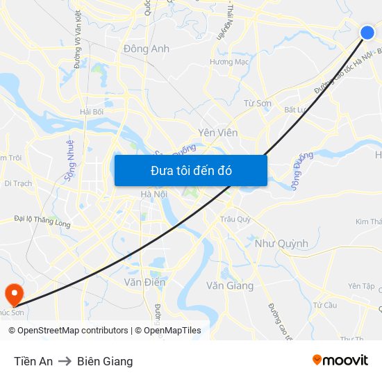 Tiền An to Biên Giang map