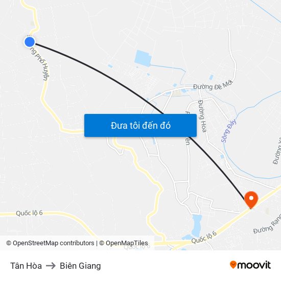 Tân Hòa to Biên Giang map