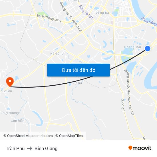 Trần Phú to Biên Giang map