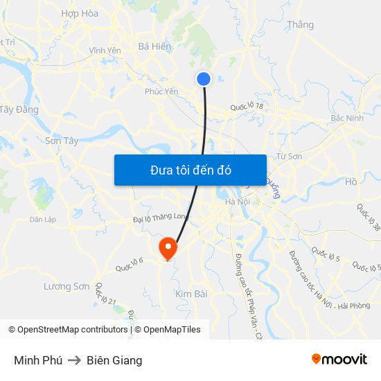 Minh Phú to Biên Giang map