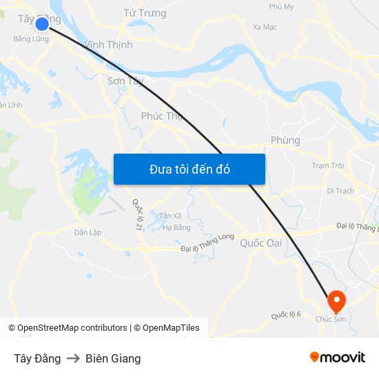 Tây Đằng to Biên Giang map