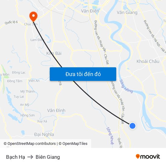 Bạch Hạ to Biên Giang map