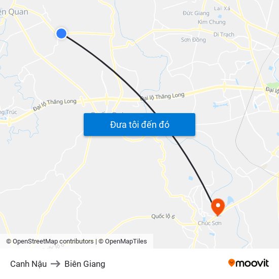 Canh Nậu to Biên Giang map