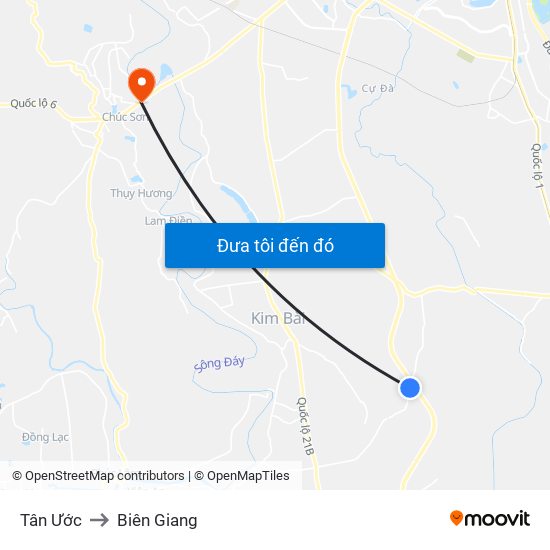 Tân Ước to Biên Giang map