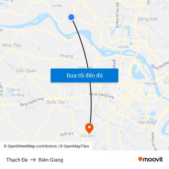 Thạch Đà to Biên Giang map