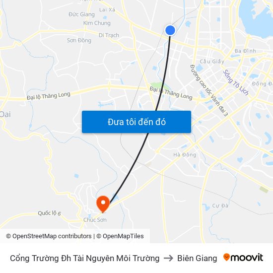 Cổng Trường Đh Tài Nguyên Môi Trường to Biên Giang map