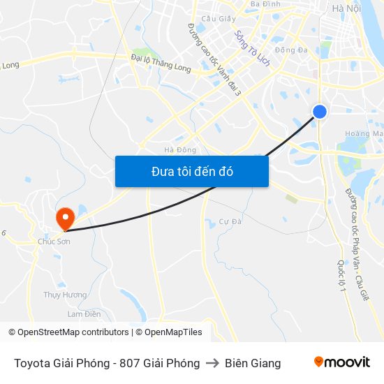 Toyota Giải Phóng - 807 Giải Phóng to Biên Giang map
