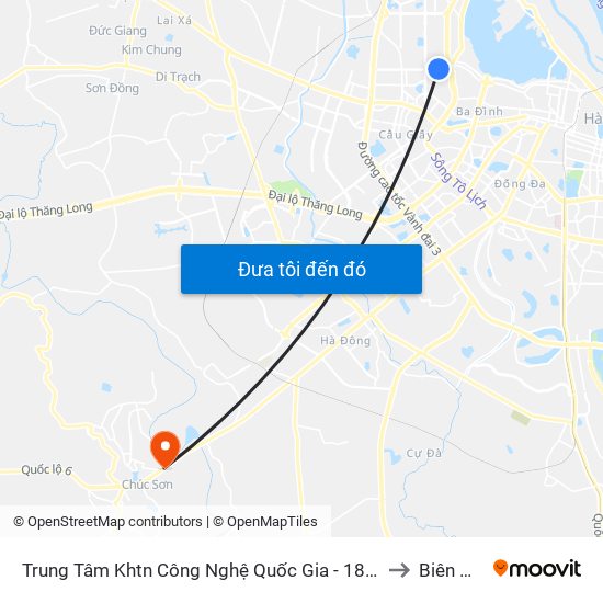 Trung Tâm Khtn Công Nghệ Quốc Gia - 18 Hoàng Quốc Việt to Biên Giang map