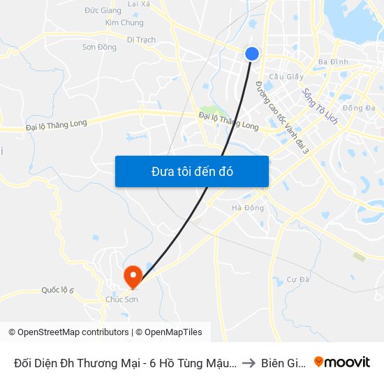 Đối Diện Đh Thương Mại - 6 Hồ Tùng Mậu (Cột Sau) to Biên Giang map