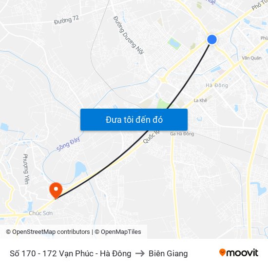 Số 170 - 172 Vạn Phúc - Hà Đông to Biên Giang map