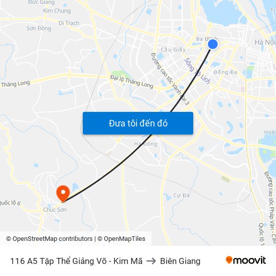 116 A5 Tập Thể Giảng Võ - Kim Mã to Biên Giang map