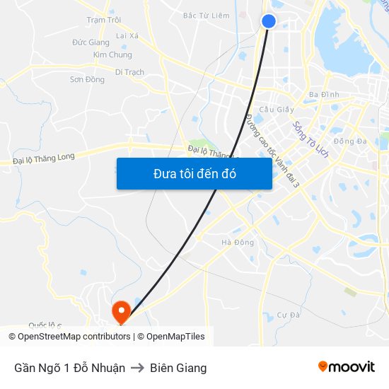 Gần Ngõ 1 Đỗ Nhuận to Biên Giang map