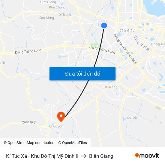 Kí Túc Xá - Khu Đô Thị Mỹ Đình II to Biên Giang map