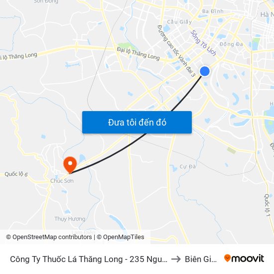Công Ty Thuốc Lá Thăng Long - 235 Nguyễn Trãi to Biên Giang map