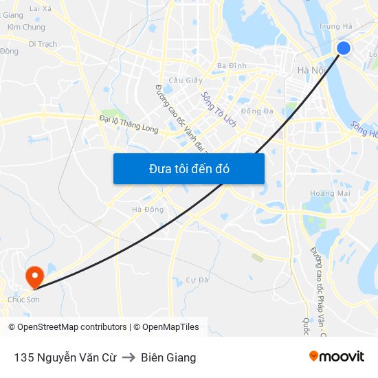 135 Nguyễn Văn Cừ to Biên Giang map