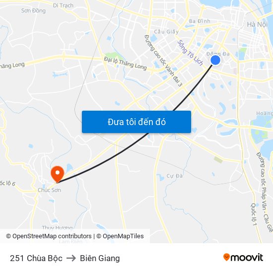 251 Chùa Bộc to Biên Giang map