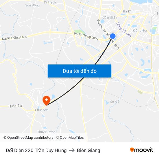 Đối Diện 220 Trần Duy Hưng to Biên Giang map