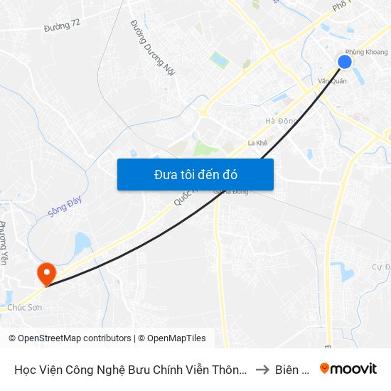 Học Viện Công Nghệ Bưu Chính Viễn Thông - Trần Phú (Hà Đông) to Biên Giang map