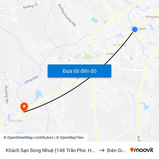 Khách Sạn Sông Nhuệ (148 Trần Phú- Hà Đông) to Biên Giang map