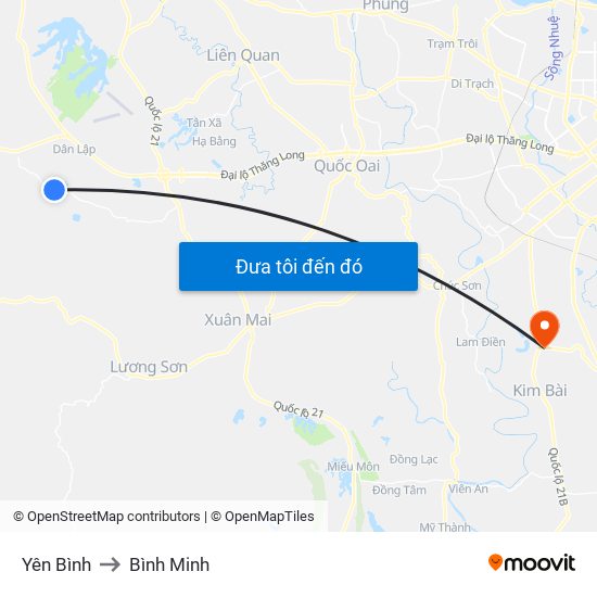 Yên Bình to Bình Minh map
