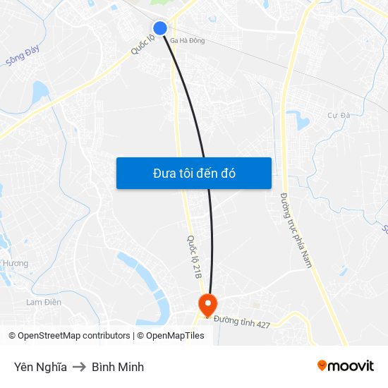 Yên Nghĩa to Bình Minh map