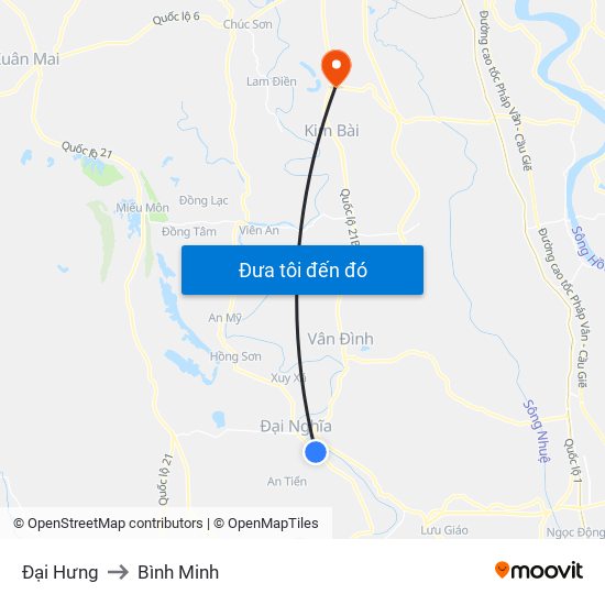 Đại Hưng to Bình Minh map