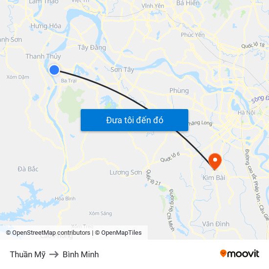 Thuần Mỹ to Bình Minh map