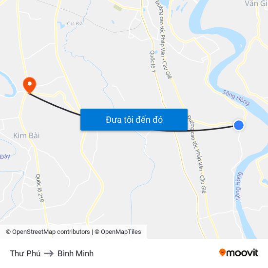 Thư Phú to Bình Minh map