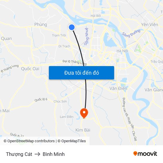 Thượng Cát to Bình Minh map