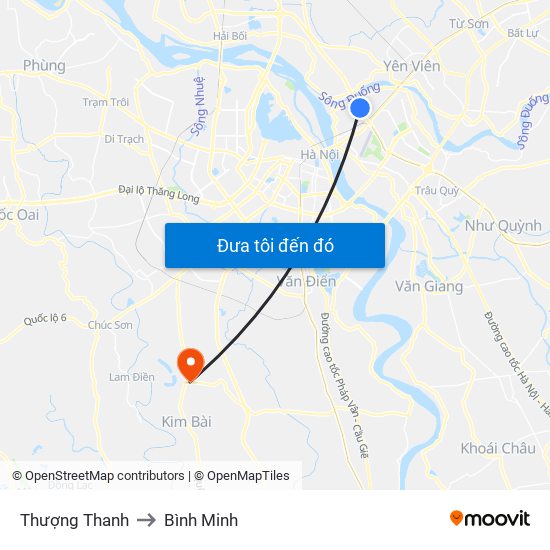 Thượng Thanh to Bình Minh map