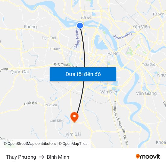 Thụy Phương to Bình Minh map