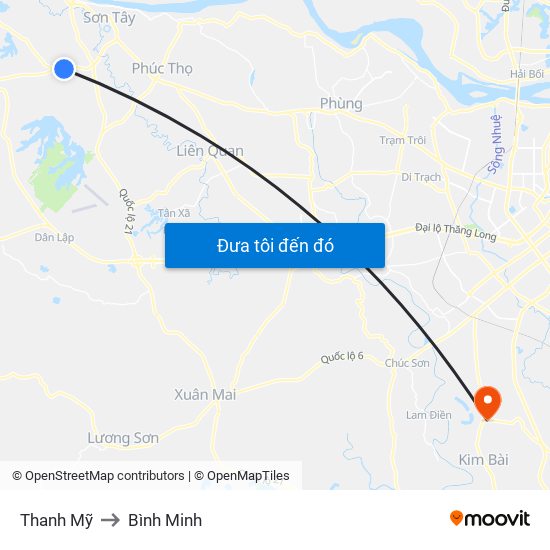 Thanh Mỹ to Bình Minh map