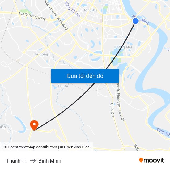 Thanh Trì to Bình Minh map