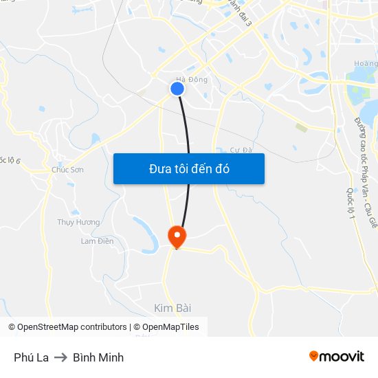 Phú La to Bình Minh map