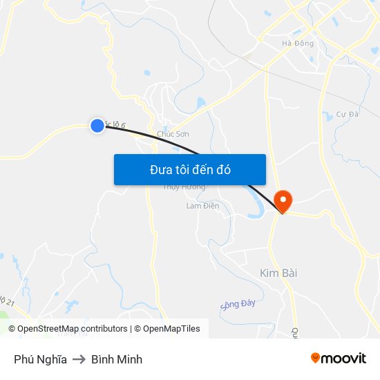 Phú Nghĩa to Bình Minh map