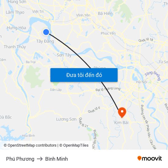 Phú Phương to Bình Minh map